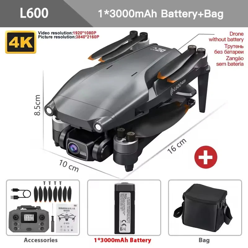 LYZRC | L600 PRO GPS Drone Professional 4K HD Dual Camera 360°