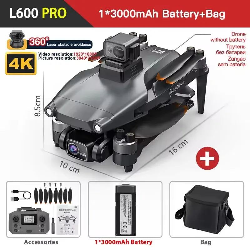 LYZRC | L600 PRO GPS Drone Professional 4K HD Dual Camera 360°