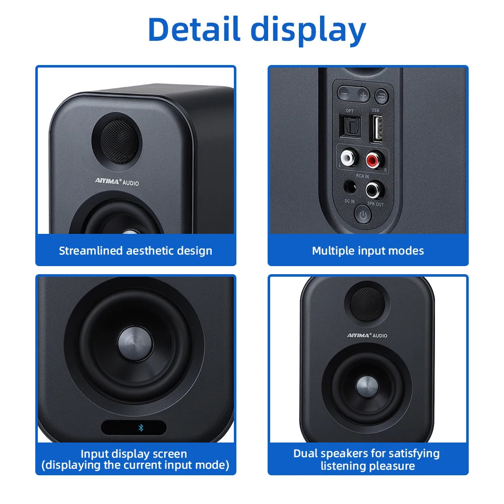 AIYIMA | S400 HiFi-Lautsprecher – 80 W Audio, Bluetooth, USB-DAC, Subwoofer-Ausgang